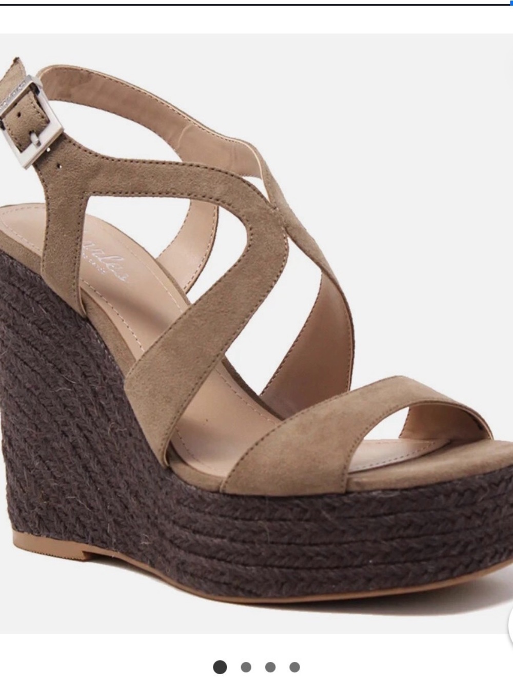 Charles by Charles David Taupe Suede Strappy Espadrille Wedge Sandals